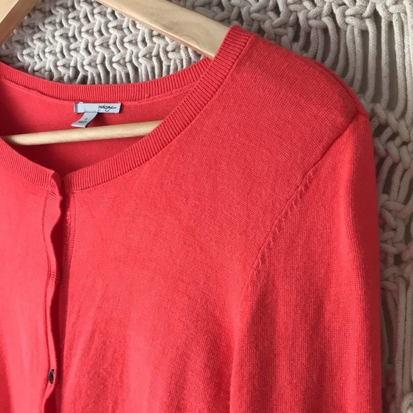 Halogen 3/4 Sleeve Button-Front Cardigan in Persimmon Orange | Size S - Picture 3 of 4